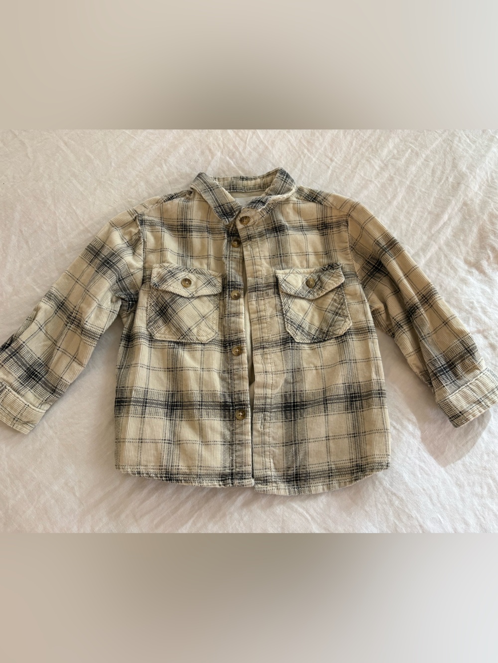 Zara Cream and Black Plaid Button-Front Jacket